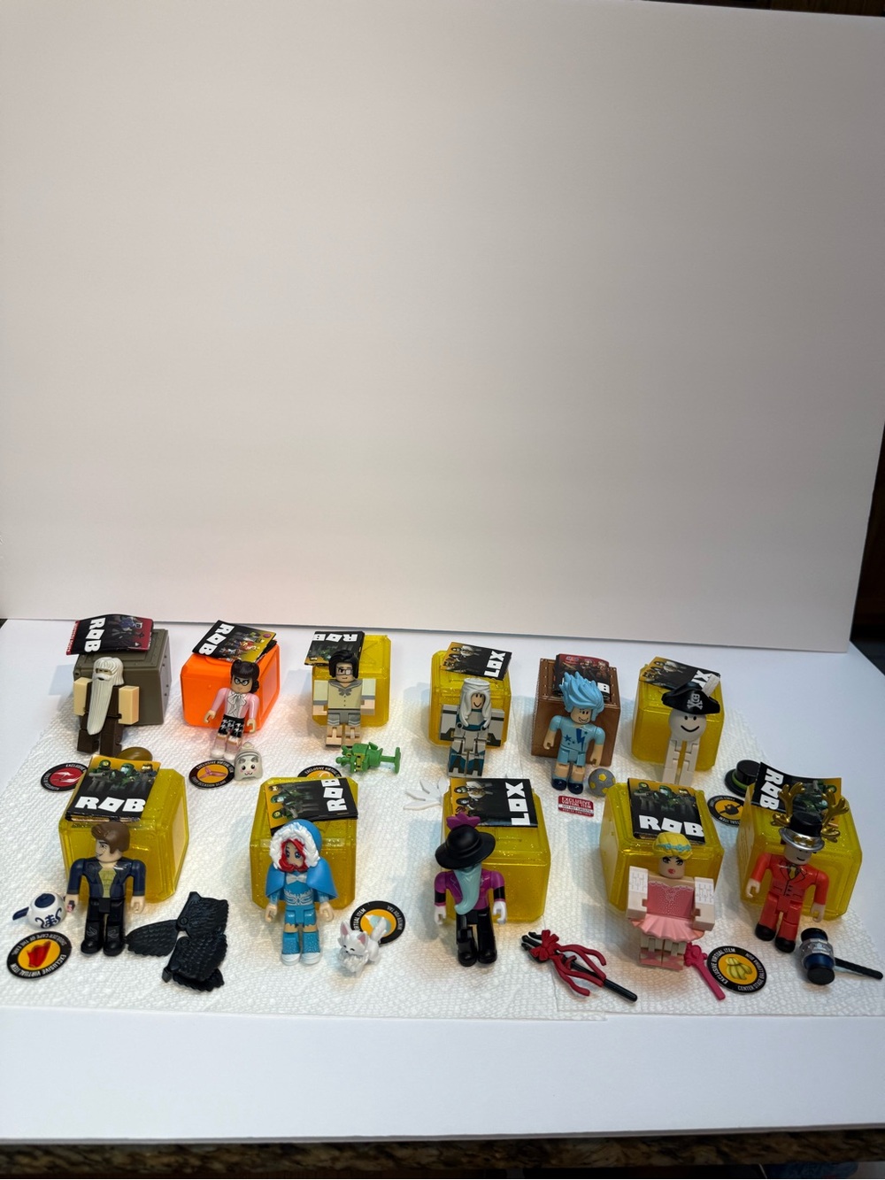 Lot of 11 Roblox Figures with Boxes and Equipment